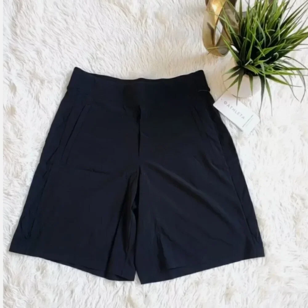 Athleta BROOKLYN BERMUDA Shorts Black Stretch Golf Walking Size 2 #798599 RT$69